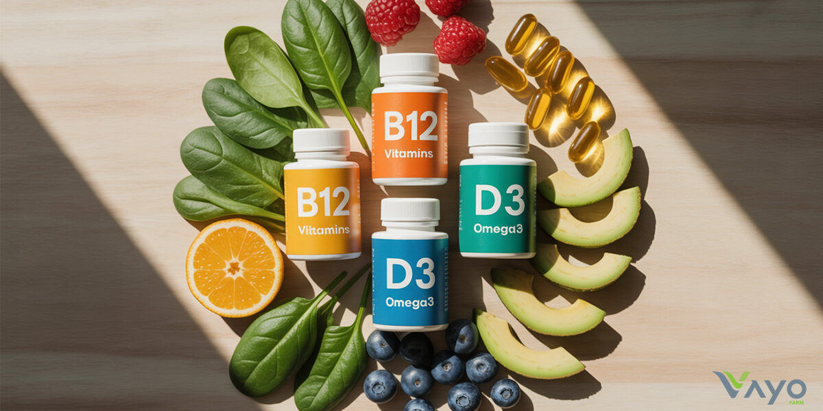 วิตามินสำหรับคนทาน Plant Based B12, D3, Omega3